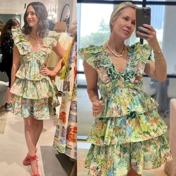 Hunter Bell Pamela Dress Garden Party Floral Tiered Mini Size 10 - Picture 5 of 16